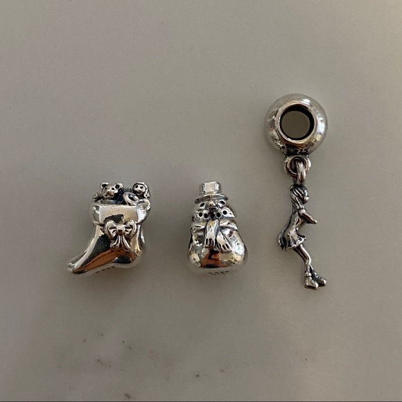 Set of 3 Brand New Pandora Silver Charms w/ Pouch - Picture 4 of 9
